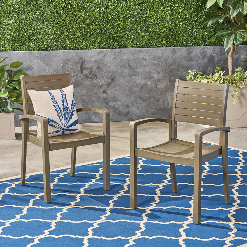 Outdoor Wood Dining Chairs,Club Armchair, Gray
