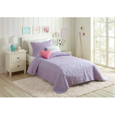 Ensemble de courtepointe 100% coton mauve 4 pièces
