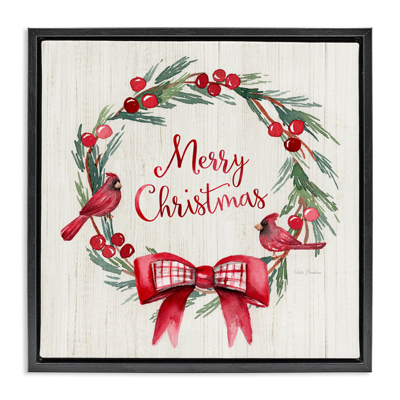 «Merry Christmas Holly Wreath», art de la giclée encadrée par Kristen Brockmon