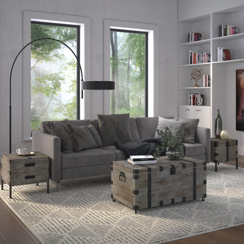 Destino Solid Wood Top Single Coffee Table, Green, 20" H x 41" L x 22" W