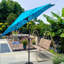Parasol de 9 pi à motif de glace cyan avec mécanisme d'inclinaison et d'inclinaison en acier