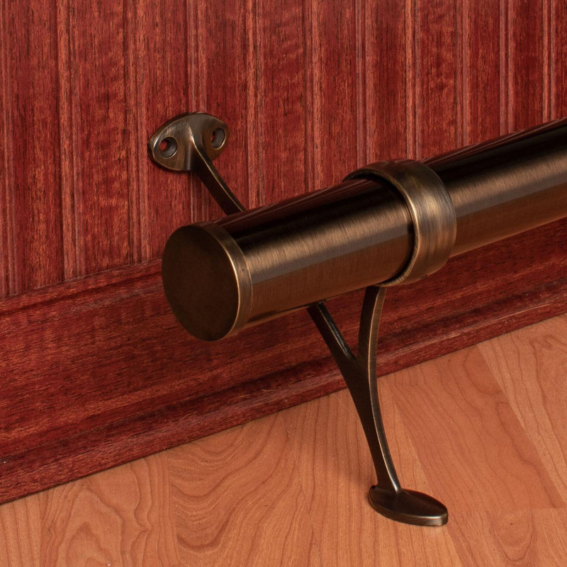 8ft Bar Foot Rail Kit Complete Undercounter Mount Hardware and Tubing, Antique Brass