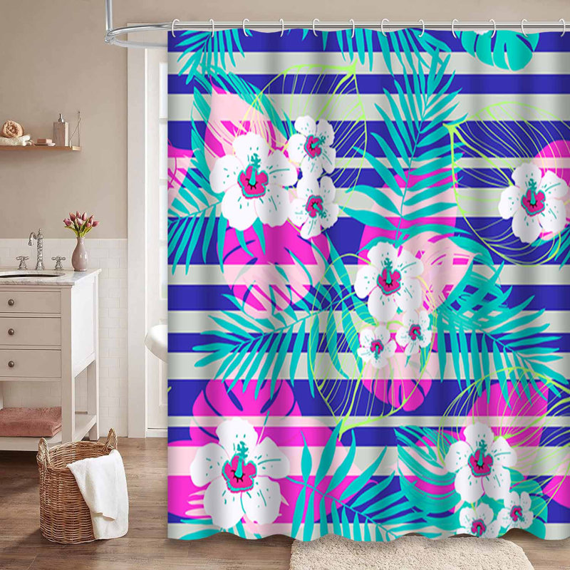 Rideau de douche imperméable TropicNeon Hawaiian, L 72 po x l 84 po