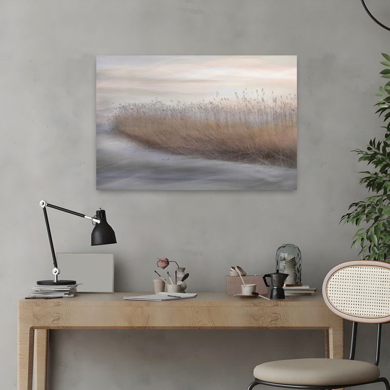 Winter Reed Abstract Contemporary Modern Landscape Nature Wall Art by Christina Sillen - Wrapped Canvas Print