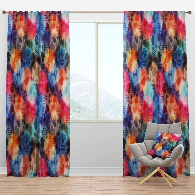 Panneau de rideau simple semi-diaphane avec passe-tringle Floating Hearts, l 52 po x L 90 po