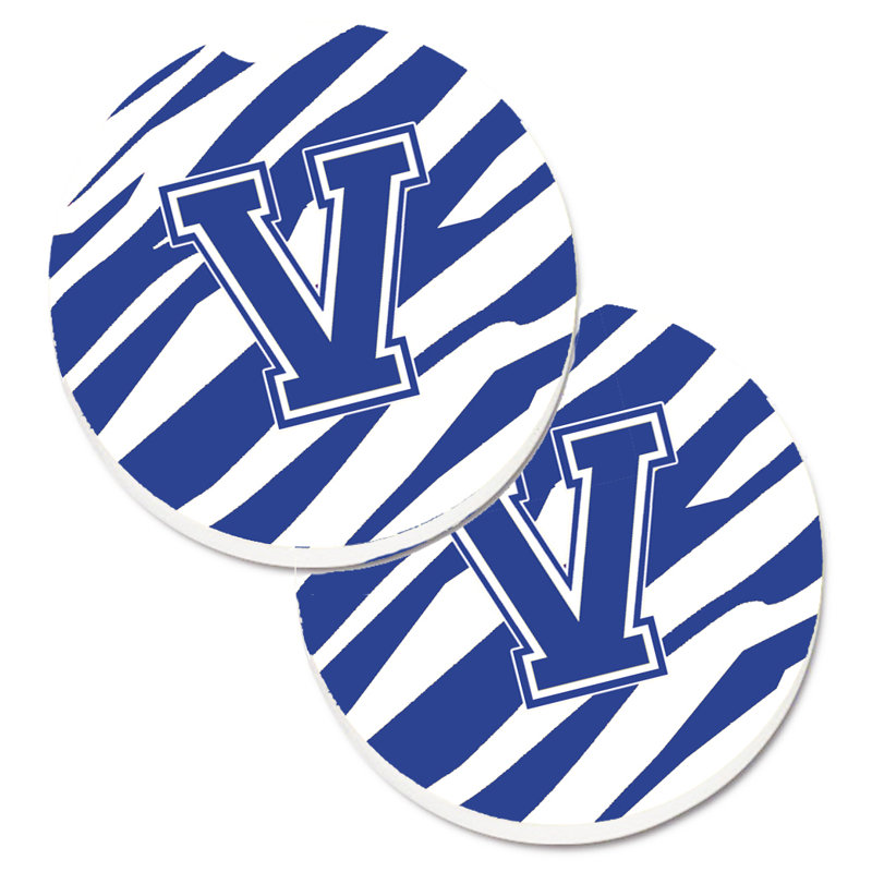 Sous-verre à cogramme initial de q tiger, V, Bleu / Blanc