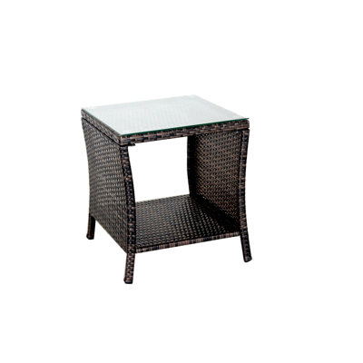 Rafiat 4 Legs Coffee Table with Storage,Outdoor End Table,Wicker Table
