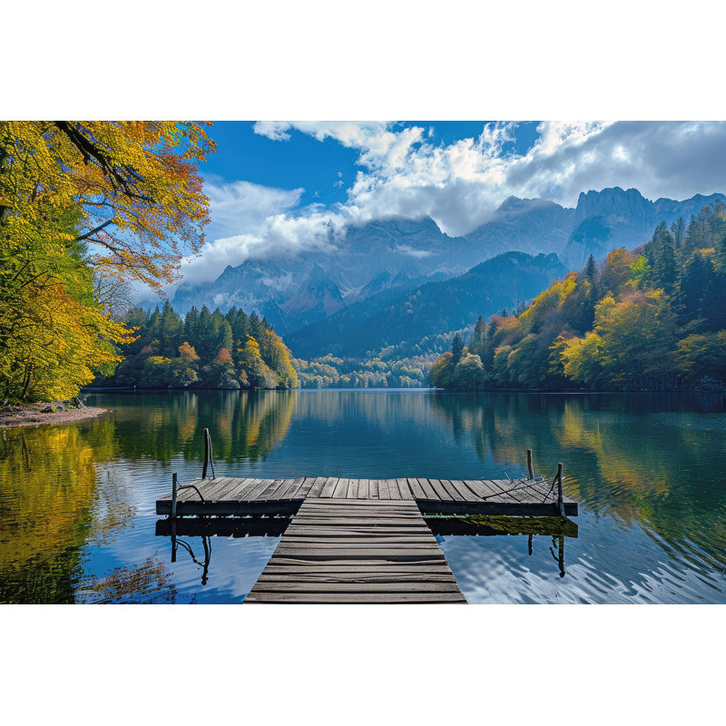 Mountain Lake Pier Wrapped Canvas Wall Art, 12" H x 16" W