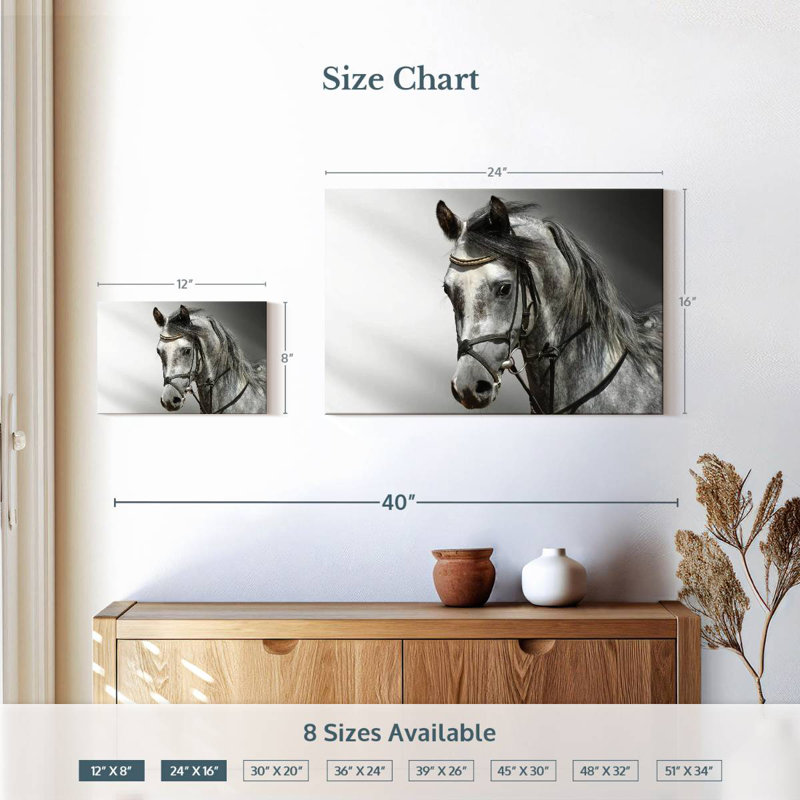 Cheval arabe monochromatique Brampt, H 16 po x l 24 po