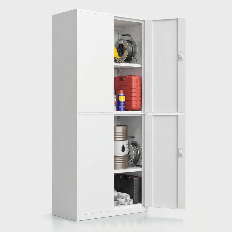 Armoires de rangement en métal avec serrure, Blanc