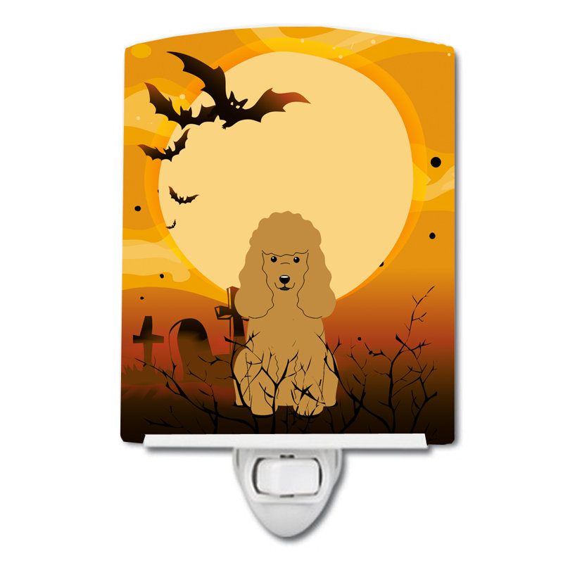 Éclairage de nuit en céramique halloween basset hound, Caniche sable