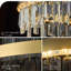 Lustres modernes en cristal Glod pour la salle à manger, luminaire suspendu 3 lumières à température / intensité variable avec télécommande, luminaires suspendus réglables en hauteur pour la cuisine, le salon