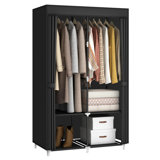 Portable Wardrobe For Small Rooms With 2 Clothes Rails And 4 Shelves