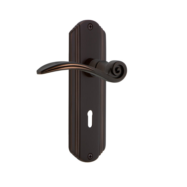 Nostalgic Warehouse Deco Plate Privacy (Bed & Bath) with Decorative Keyhole and Swan Lever