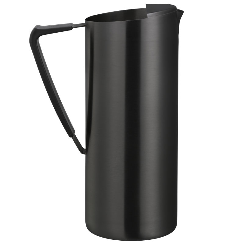 Slim 1.9-Litre Stainless Water Pitcher With Ice Guard, Black, 64 oz