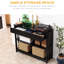 Console de couloir console noire avec tiroir extra large et 2 tablettes ouvertes, conception en lattes de bois pour une table de rangement supplémentaire, rangement noir, tiroir, tablettes