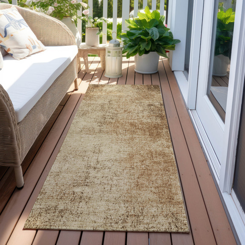 Machine Washable Indoor/Outdoor Xhevrie Beige Rug, Runner 2'3" x 7'6"