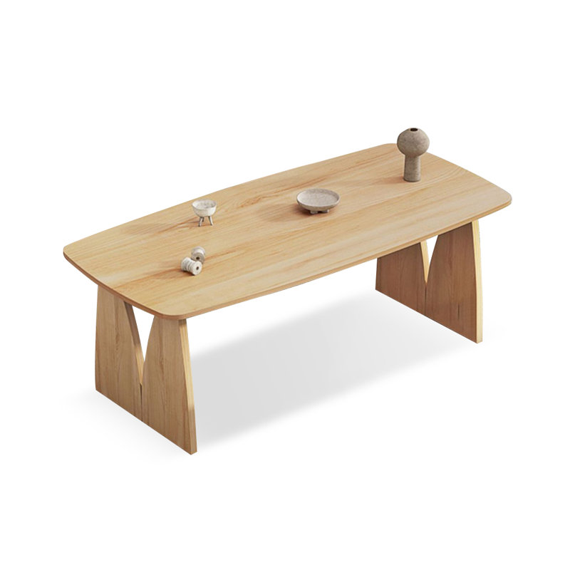 Rectangular Solid Wood Dining Table, Burlywood, 29.53"H x 62.99"L x 27.56"W