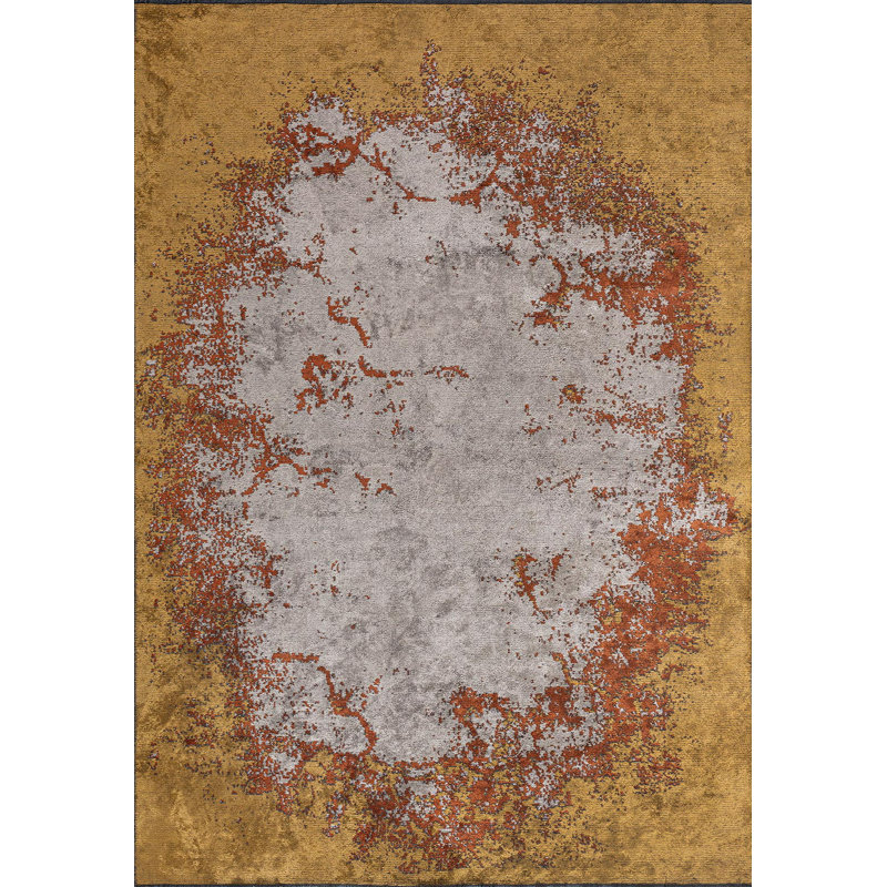 Rapture Abstract Area Rug in Beige, Rectangle 6'7" x 8'3"