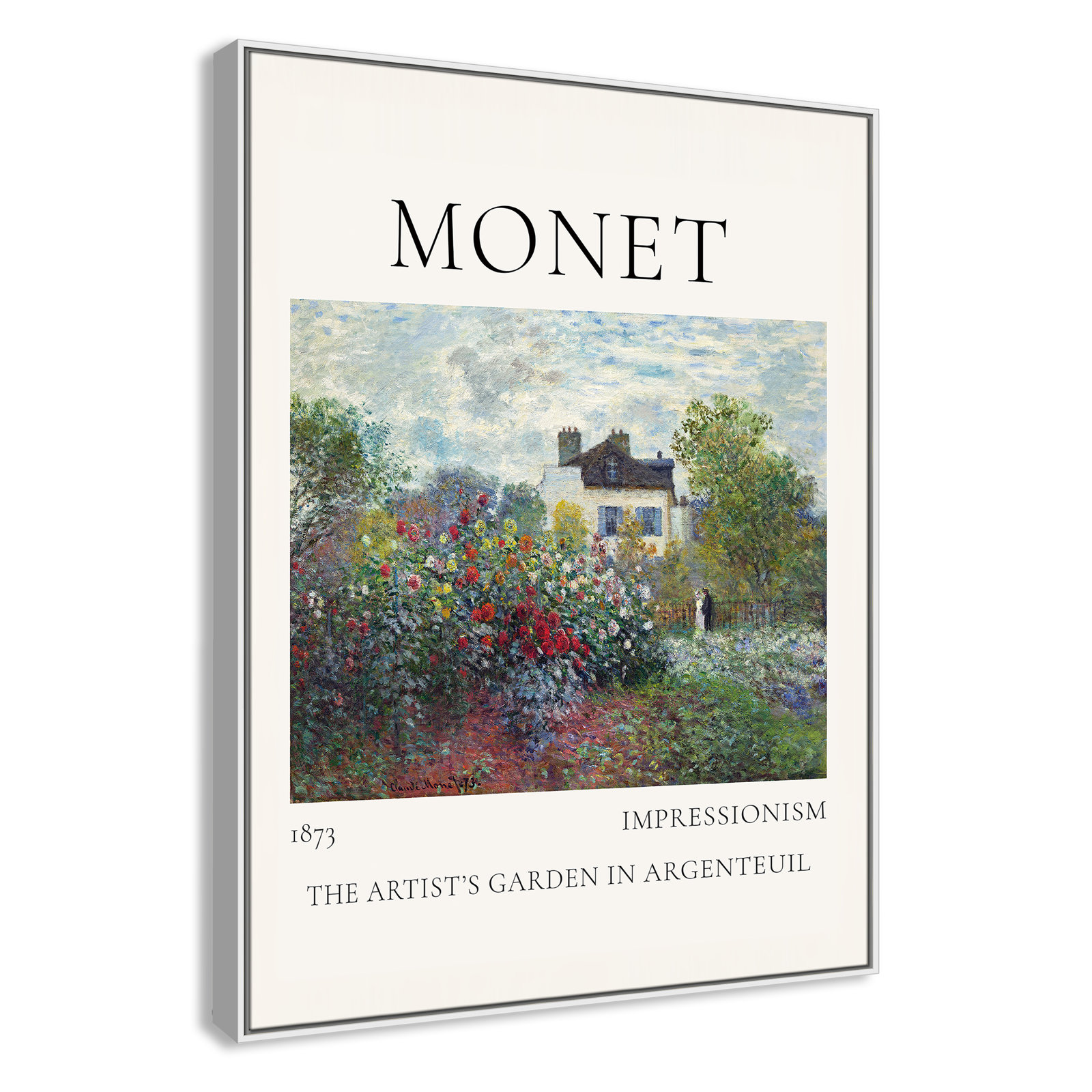 Artists Garden in Argenteuil Print by Claude Monet, No, 49.5" H x 37.5" W x 2" D, White Floater Frame