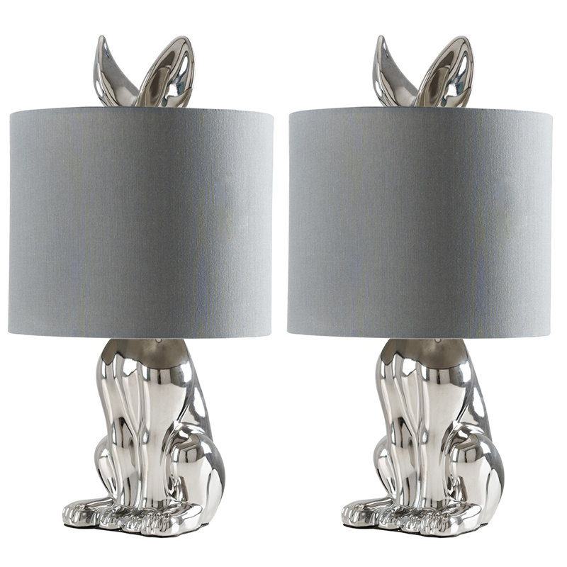 Miramontes Ceramic Novelty Lamp, Chrome/Grey, LED Bulb