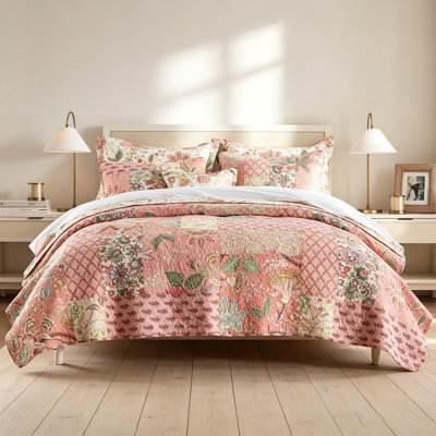 Ensemble de courtepointe en patchwork 3 pièces 100 % coton, couvre-lit brodé avec de véritables points de couture, réversible, léger et respirant pour toutes les saisons, doux et matelassé, avec 2 taies d'oreiller, format California King