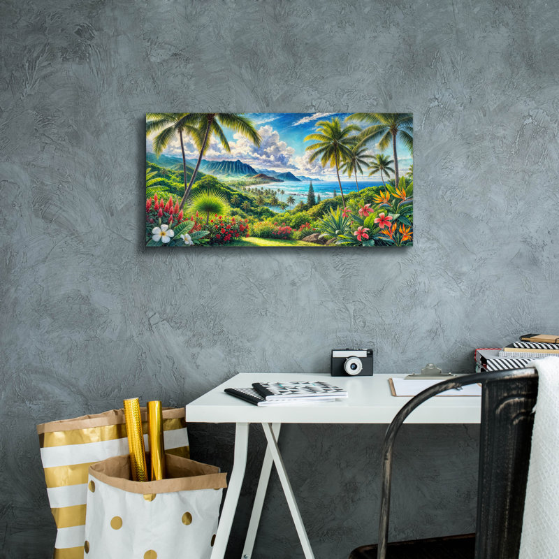 «Hawaii Lush Peinture» par Rey Klimt, art mural sur toile, H 12 po x l 24 po