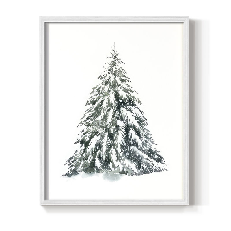 Épinette bleue I, reproduction encadrée - bois massif, H 11 po x l 9 po, Blanc