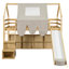 Lit mezzanine en bois simple avec structure en forme de maison avec tente-2012397165-2012397162