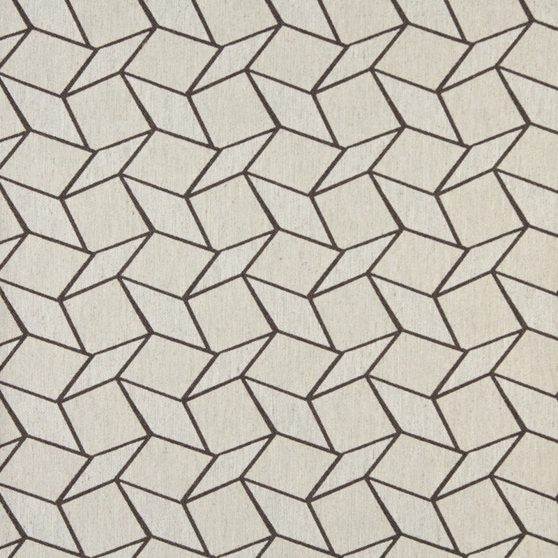 Tissu de lin géométrique, Blanc / Gris