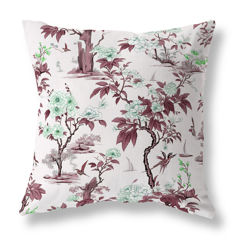 Coussin décoratif réversible floral, H 16 po x l 16 po, Vert / lavande florale