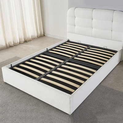 Ottoman Storage Bed, Sturdy Wooden Slats, No Box Spring Required, Simple Assembly, Beige
