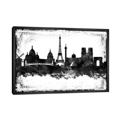 Paris Black And White Framed Skylines by WallDecorAddict - Wrapped Canvas Gallery-Wrapped Canvas Giclée