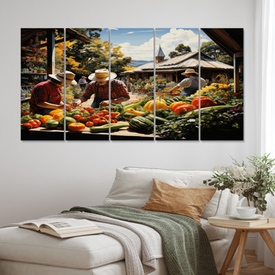 " Farmers Food Market Pointillism " 5 - Pieces