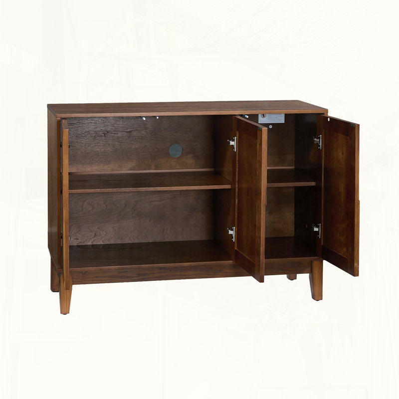 Mid Century Modern Vertical-Stripe Buffet, Walnut