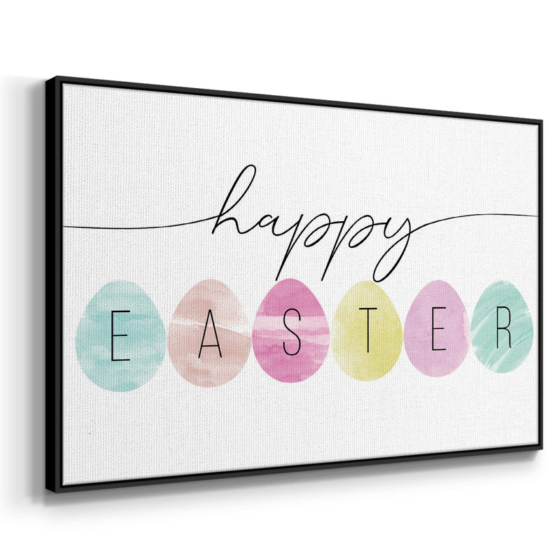 Joyeuses Pâques, peinture sur toile encadrée, H 27 po x l 41 po x P 2 po, Cadre noir