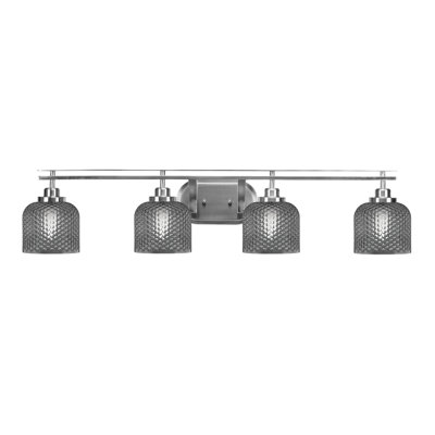 Scituate 4 Light Bath Bar Shown In Brushed Nickel, 6" Smoke Glass