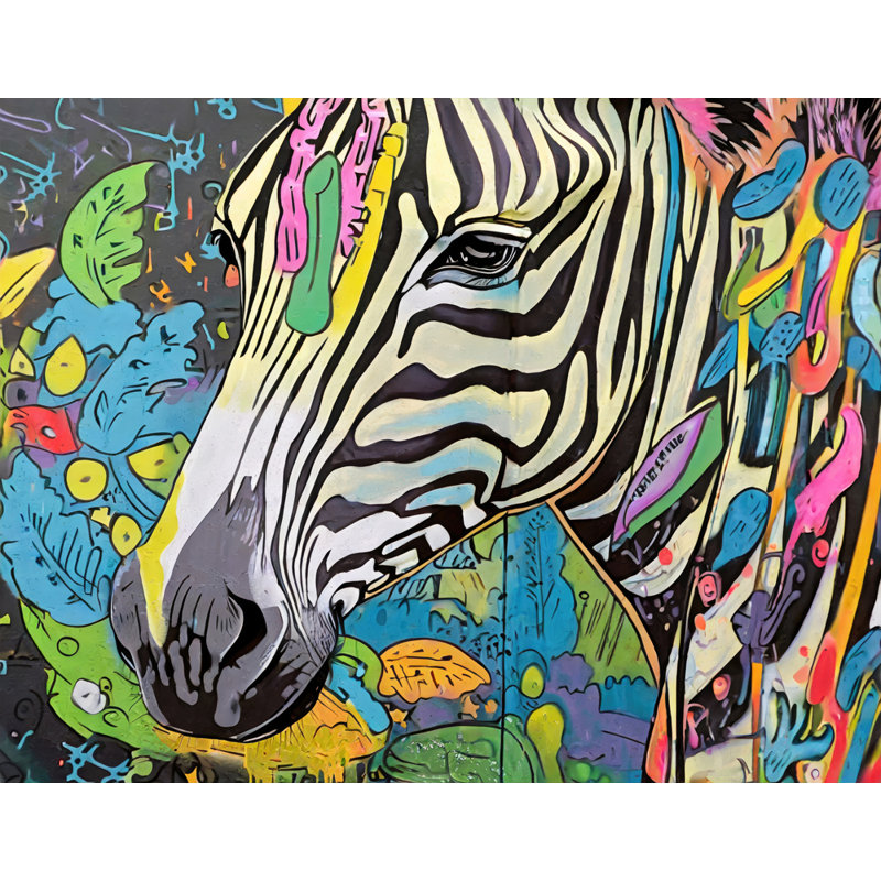 «Zebra Graffitianimals» sur toile, H 15 po x l 18 po