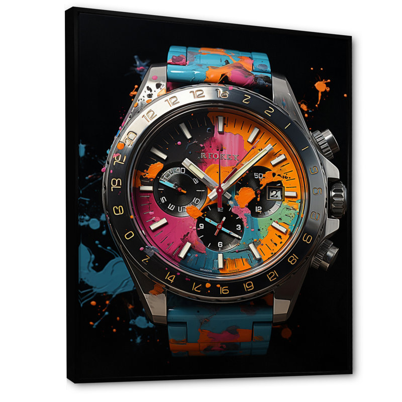 Impression sur toile, montre de luxe en acier Sentinel I, Cadre flottant noir, H 32 po x l 16 po x P 1 po