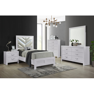 Moreland E29D03D07B8D422E984230B764C9FC89 Twin Bed Sparkling White