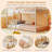 Twin Over Twin House Bunk Bed with Roof, Ladder & Full-length Guardrails for Kids Natural-1804807455