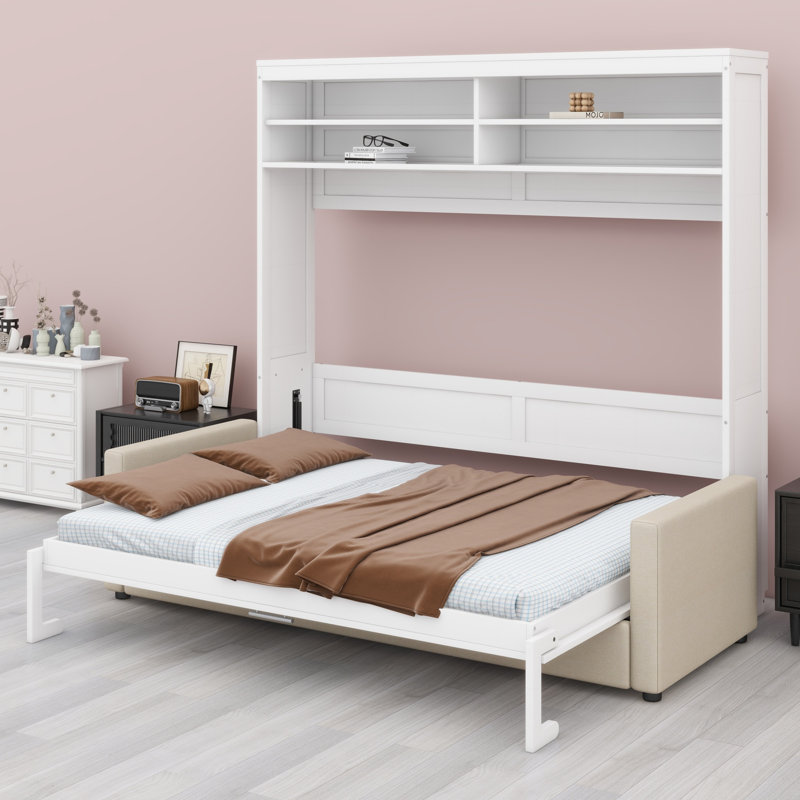 Murphy Bed Wall Bed With Sofa, White