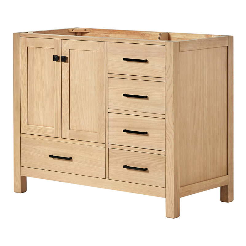 Cambridge 42'' W Single Bathroom Vanity Base, Oak, Matte Black
