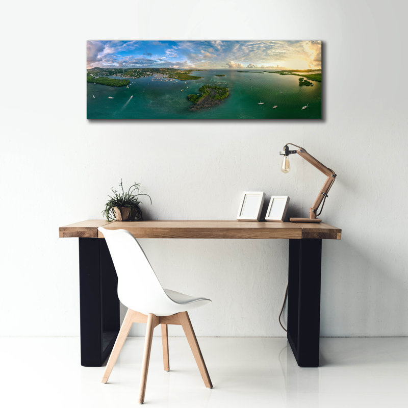 «St Thomas USVI Sunset Panorama» par Epic Portfolio, art mural sur toile, H 20 po x l 60 po x P 1,5 po
