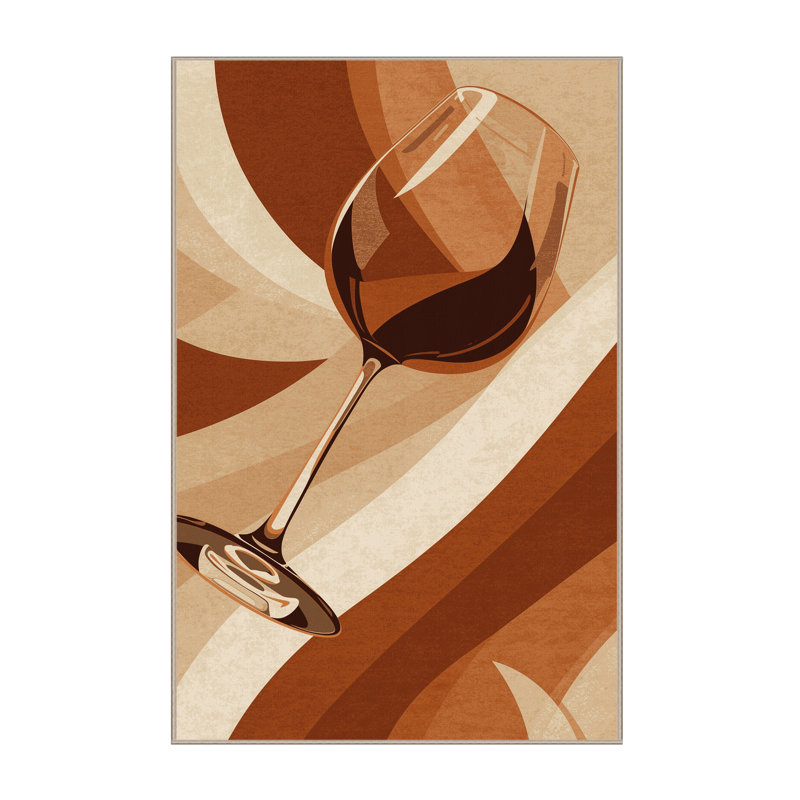 Machine Washable Templeton Glass Wine Posh & Luxe Rug in Brown – Beige Binding, 8x10