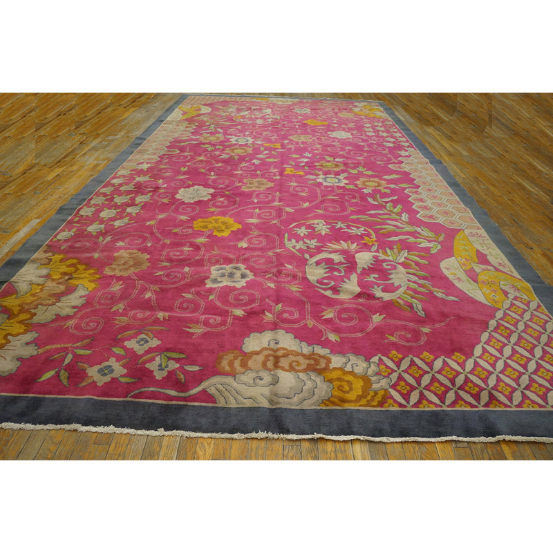 Hand Knotted Wool Area Rug in Pink
