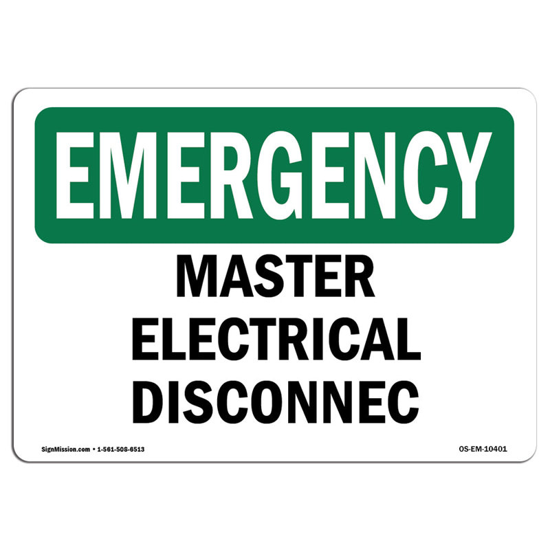 Plaque en aluminium Master Electric Disconnect 12 x 18, H 12 po x l 18 po x P 0,1 po