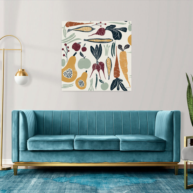 Motif de moisson contemporain avec des pommes et des pommes, H 36 po x l 36 po