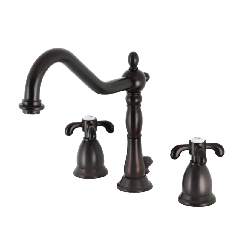 Robinet de salle de bain espacé à 2 poignées et 3 poignées à fixation sur le comptoir avec bonde escamotable en laiton Kingston