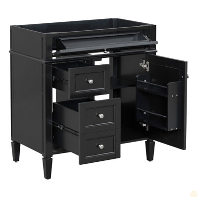 30'' Bathroom Vanity Without Top Sink, Bathroom Storage Cabinet With 2 Drawers And A Tip-Out Drawer (NOT INCLUDE BASIN)